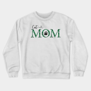 Cat mom bright green cheetah Crewneck Sweatshirt